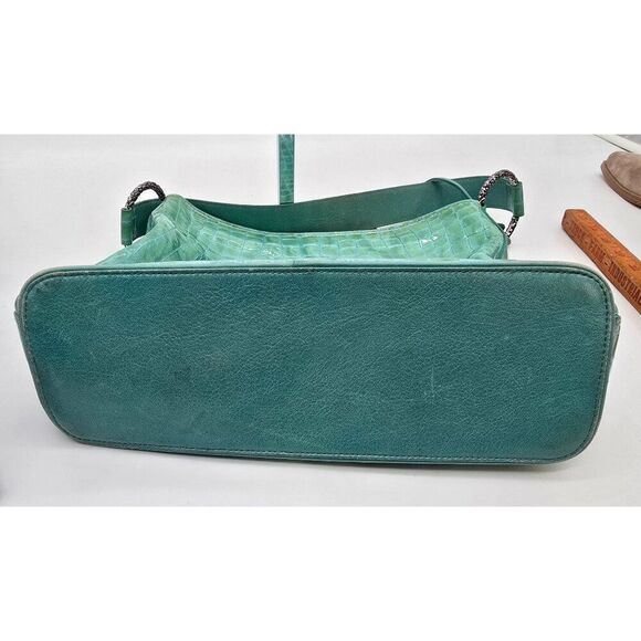 VTG Brighton Crocodile Embossed Faux Leather Shoulder Bag Heart Charm & Silver T - Picture 9 of 11